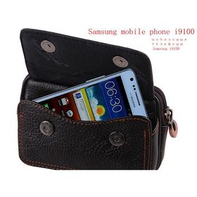 Men waist pouch belt purse strap phone bags & cases i9100 genuine leather brand bag wallet fashion new 2014 black