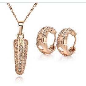 Low price wholesale 18K Gold plated Rhinestone Crystal Fashion Women Elegant jewelry set.free shipping.