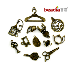New Design Charms 106pcs/lot Mixed Antique Bronze Plated Alloy Pendant Jewelry Findings ZH-BJI009