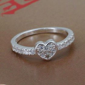 R161 Size:7,8 Wholesale 925 silver ring, 925 silver fashion jewelry, inlaid stone single Heart Ring /bgnajxuasp