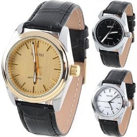 Hot Sale_SINOBI Men's Watches Men Black Men Leather Quartz Watch White Round Dial Mechanical Automatic self windWatch SMT222W