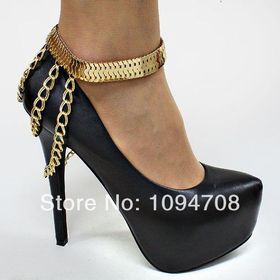 Gold multi Chain Anklet, Shoes Chain, Draped 3 Tier Layered Heel Shoe Anklet Foot Silver Chain Body Jewelry SC-004