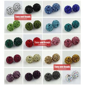 (10Pcs= Lot !) Free Shipping 8MM Clay Disco Ball Pave Crystal Beads Wholesale 25 Colors In Total For Jewelry Making S2