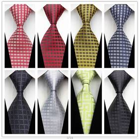 Blue Silver Plaid Multi-color Smooth Jacquard Woven Classic Type Silk Polyester Man's Business Luxury Tie Casual Necktie