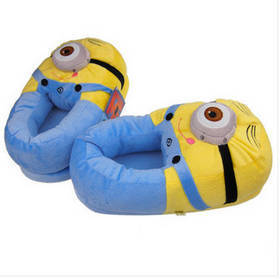 Free shipping 11" 3D Despicable Me Minion Stewart Figure Shoes Plush Toy Slipper One Size Doll