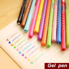 12 pcs/Lot Rainbow Gel pen Dot & dots cute pen Stationery Caneta papelaria Gift Office material escolar school supplies 6211