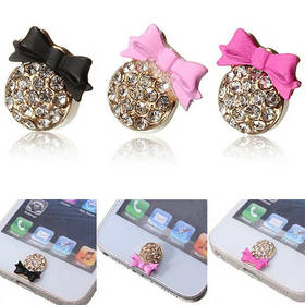 Cute 3D Home Button Stickers For iPhone 4,4s,5,5c,5s Crystal Bling Crystal Bow