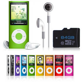 Free shipping slim 5th gen with 64GB memory card LCD 7 Colors for choose mp3 player Music + playing earphone fm radio video