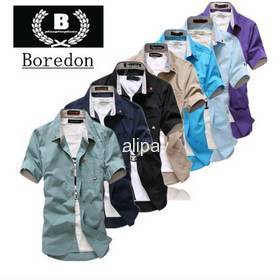 Men's Trendy Shirts Short-sleeved Shirt Slim Mushroom Men casual Shirt 10 Color Shirt Plus Size:M~3XL Free Shipping