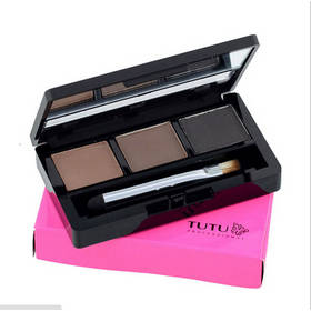 Professional 3 colour EYEBROW Powder/Shadow Palette With Double Ended Brush Make Up Eyebrow