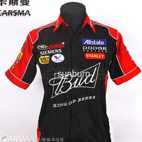 men f1 racing suit Car overalls Work clothes budweiser smock motorcycle Short sleeve racing shirt Size:M~XXL Free Shipping