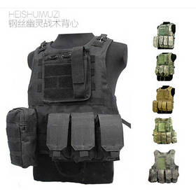 Tactical amphibians Assault Combat Quick-detachable Airsoft US Marine Molle Plate Carrier Adjustable wear-resisting vest WIRE-STEEL-IN