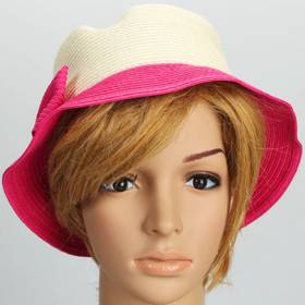 Stylish Flat Straw Large Bowknot Summer Women Hat Rose