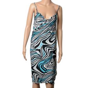 Women Zebra Grain Deep V-Neck Sling Dress Swimwear