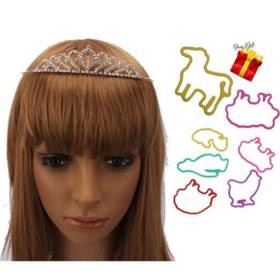 New Wedding Rhinestones Crown Headband Tiara+ Rubber Band (Free Gift)