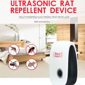 Ultrasonic Electronic Magnetic Drive Mosquito Repeller Rat Pest Repellent EU Plug Ivory White