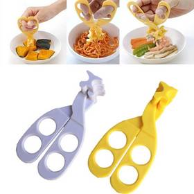 Multifunction Kid Food Crush Scissors Feeding Child Cutter Crusher Versatile Shear Yellow