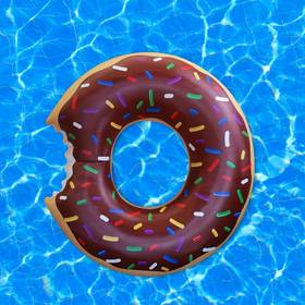 Inflatable Swim Ring Cut Chipped Strawberry Donut Style Swimming Pool Water Float Raft 70cm Coffee