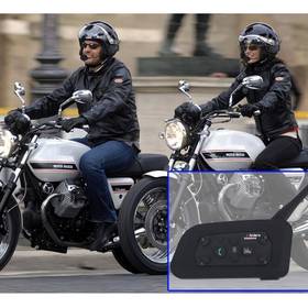 V6 Helmet Intercom 6 Riders 1200M Motorcycle Bluetooth Intercom Headset Walkie Talkie Helmet Black