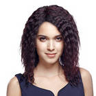 Rebecca Ombre Wine Red Human Hair Curly Wave Wavy Wig