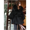 Free Shipping fox fur collar women's winter warm long coat clothes wholesale >C05