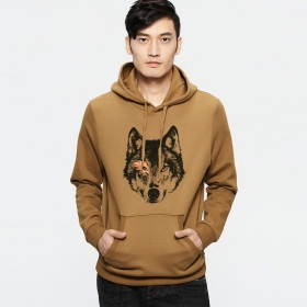 Wolf Print Pullover Hoodie by VANCL. -Crafted in a cotton polyester fabric for a comfortable wear and soft hand feel. -Featuring a printed styling to the
