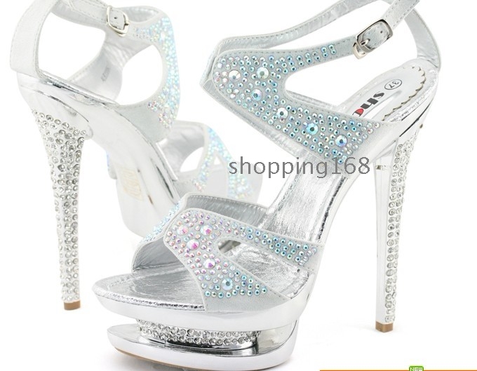 cheap silver and rhinestone shoes