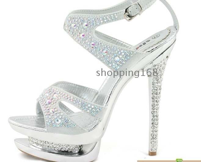 cheap silver and rhinestone shoes