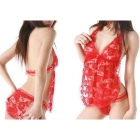 Wholesale - Sexy  Red Dress+G-String sheer bustier Corsets 03