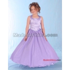 Light purple Halter necklines satin Flower girl dress Junior Bridesmaid Dress wedding dress size :2-14 years
