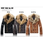 FreeShipping New Arrival Men\'s leather Coat/Fur Collar/leather Jacket warmthic    