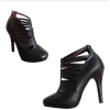 Free Shipping Wholesale New fashion Black Zipper Pierced Strap Punk High Heels Shoes US5-8.5