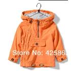 Autumn boys and girls children 's hooded jackets, orange zipper windbreaker,kids coat