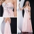 Custom  Sequins Handmade Flowers Embellished Chiffon  Pink Prom Dresses 