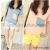  Free Shipping Women fashion Summer Simple collision color pocket loose short-sleeved tops T-shirt 1029