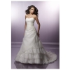 A-Line/Princess Strapless Pick-up Taffeta. Lace-up back. Beaded Bust with Beaded Appliques decorating the skirt