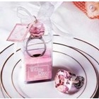 Free  shipping of wedding favor 10pcs/lot --"With this Ring" Crystal "Pink Diamond" Ring Key Chain (10pcs/lot)