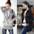 2012 Korea Zip Up Long Top Women's Hoodie Coat Jacket Many Buttons Sweatshirt Outerwear Fleece Black, Gray 3274 