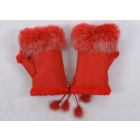 Wholesale rabbit fur gloves,lady's winter fingerless gloves,red color,half-fingers gloves,accept paypal&mixed colors