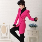 Free shipping Rose Red Cross-style wool coat,women clothes,ladies clothes,fashion clothes wholesale and retail LM1001