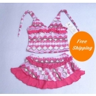  Free shipping wholesale quality girls swimwear swimsuits for girl 2 PC Tankinis kids girls swimming suits pink 9pcs/lot