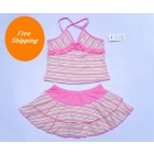 Free shipping + gifts wholesale girls swimwear swimsuits 2 pc Tankinis for girl kids swimming suits pink 8 pcs/lot