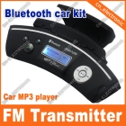 wholesale 5pcs Steering wheel Bluetooth car kit with wireless headphones to listen closely Handsfree car kit MP3 FM transmitter