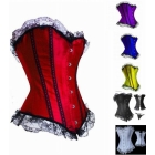 Ladies Sexy Lingerie Satin  Up Burlesque Basque Corset Club Wear 53 S--XL Free shipping