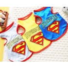 Free Shipping 2012 Pet spring and summer Superman breathable mesh cotton vests, pet clothes, dog clothes 