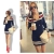Korean spell color striped knit skirt, V neck slim sweater, school style leisure hip pack sweater Free Shipping