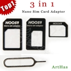 3 in 1  Sim Card Adapter , Noosy micro sim adapter with retail package for i-(300pcs) 100set / lot