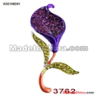 Charm exquisite purple flower inlay rhinestone alloy brooch white gold 46*25mm,Packing:opp bag+card.3762