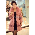 2012 New Ladies Fashion Rabbit Fur Grow Coat / Fur Coat With Fur Collar 8 Color