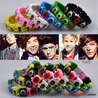 Wholesale 84pc/lot HOT NEW 1D I Love One Direction Super Star Mixed color Wooden Stretch Bracelets Party Gift Fashion Jewelry